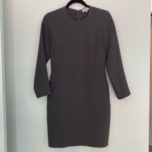 Grey/mauve 3/4 sleeve Japanese crepe sheath dress